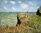 Claude Monet Stroll At The Rocks Of Pourville painting